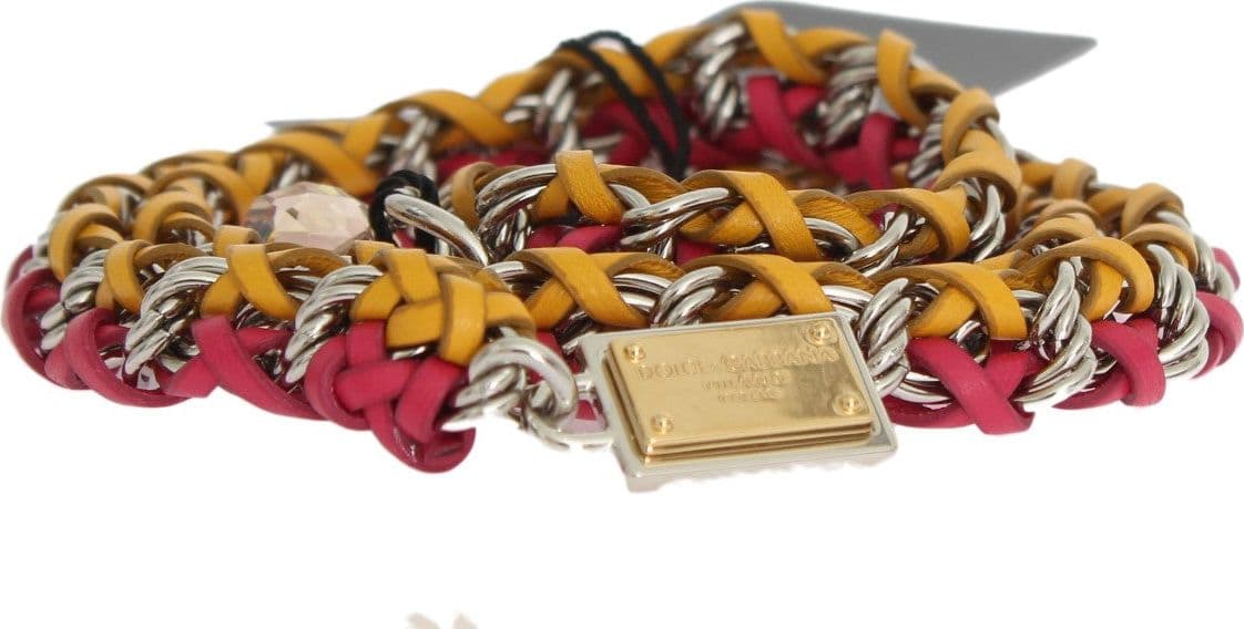 Red Yellow Leather Crystal Belt - 6