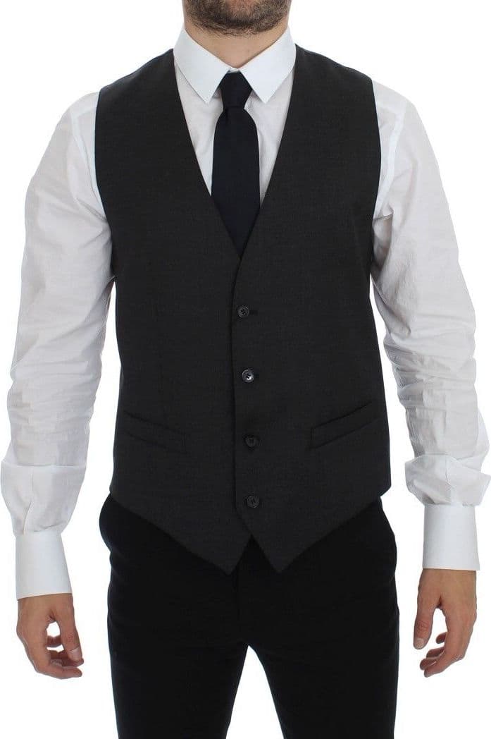 Gray Wool Formal Dress Vest Gilet Weste - 8