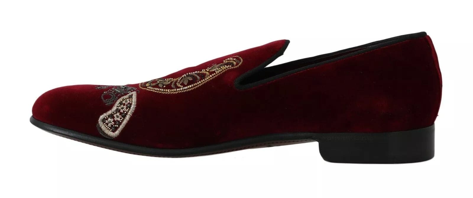 Bordeaux Velvet Loafers Gun Horseshoe Shoes - 4