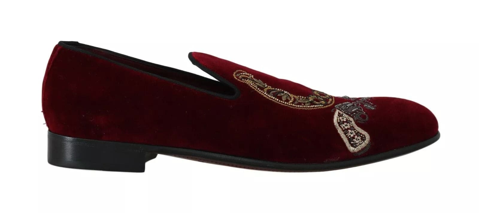 Bordeaux Velvet Loafers Gun Horseshoe Shoes - 5