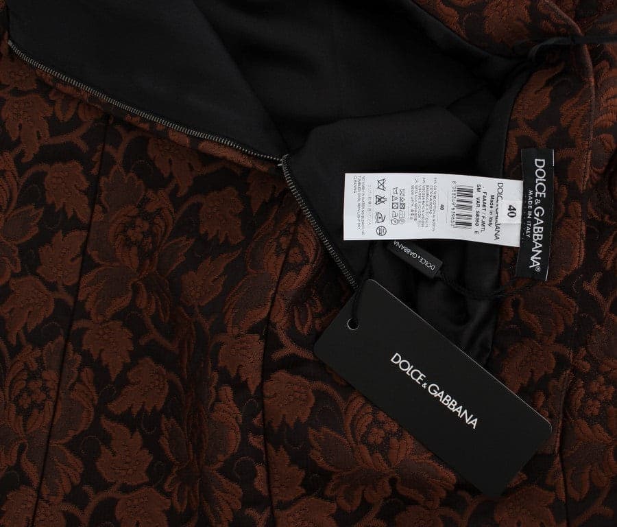 Brown Floral Brocade Mini Bubble Skirt - 6