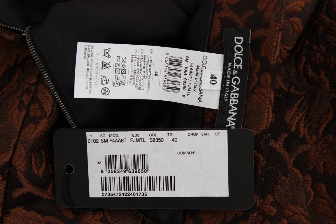 Brown Floral Brocade Mini Bubble Skirt - 7