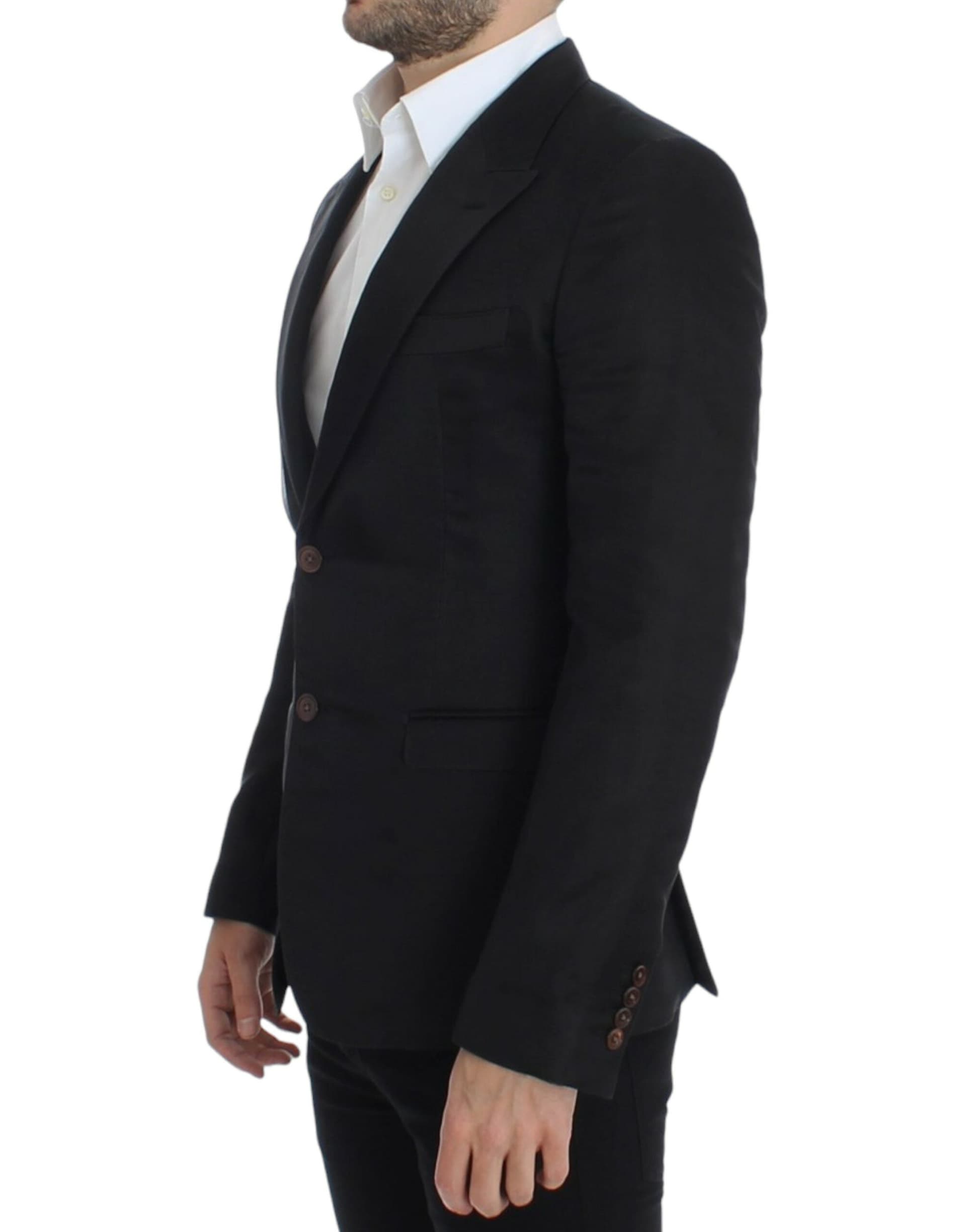 Black silk slim fit blazer - 2