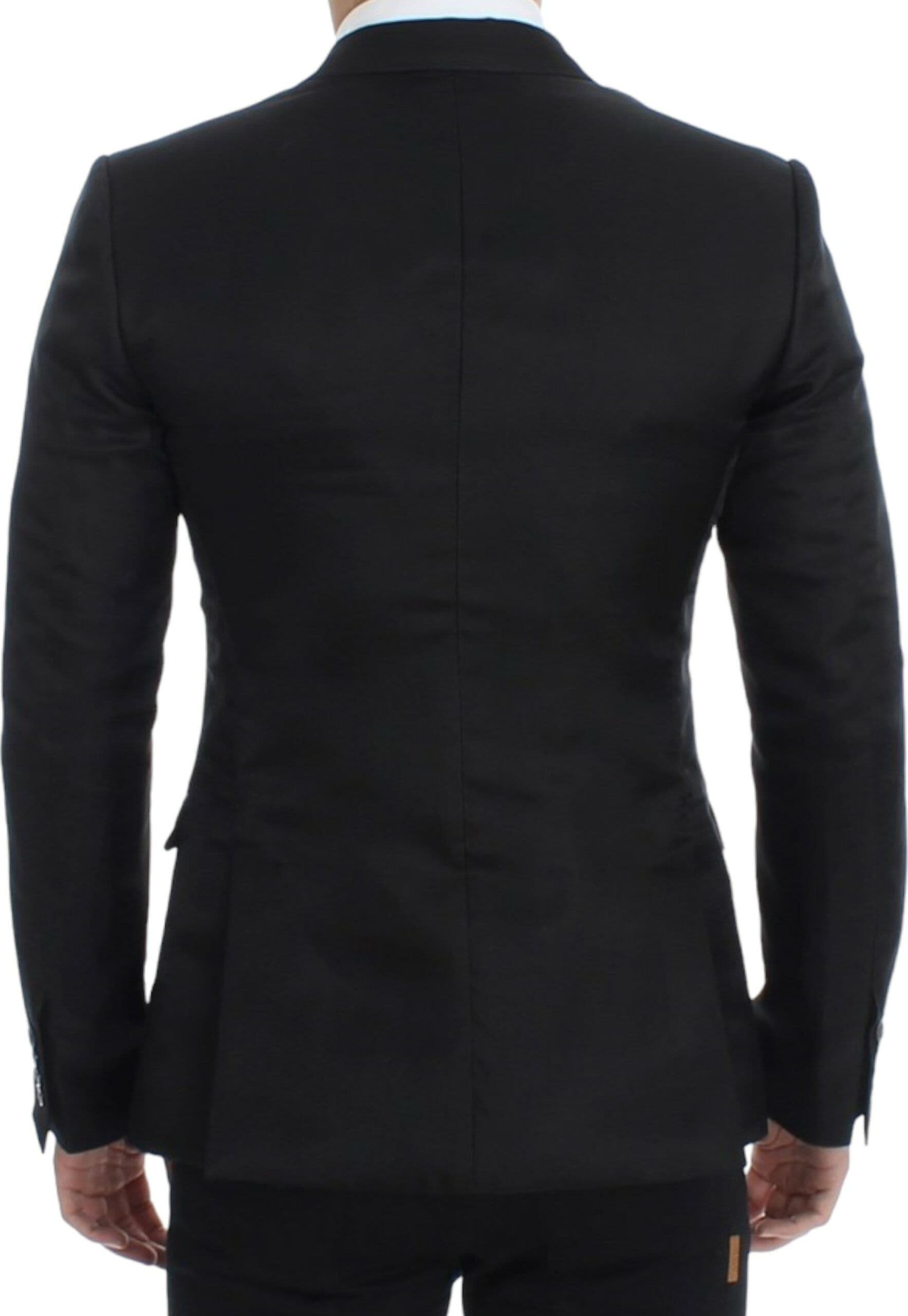 Black silk slim fit blazer - 3