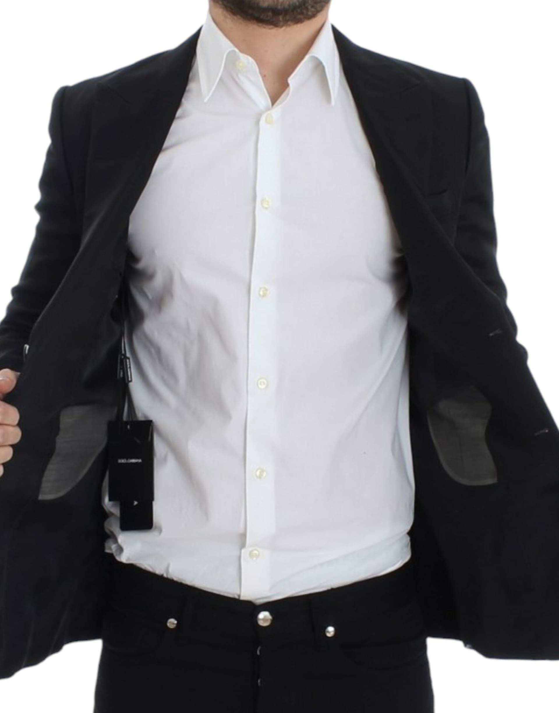 Black silk slim fit blazer - 7