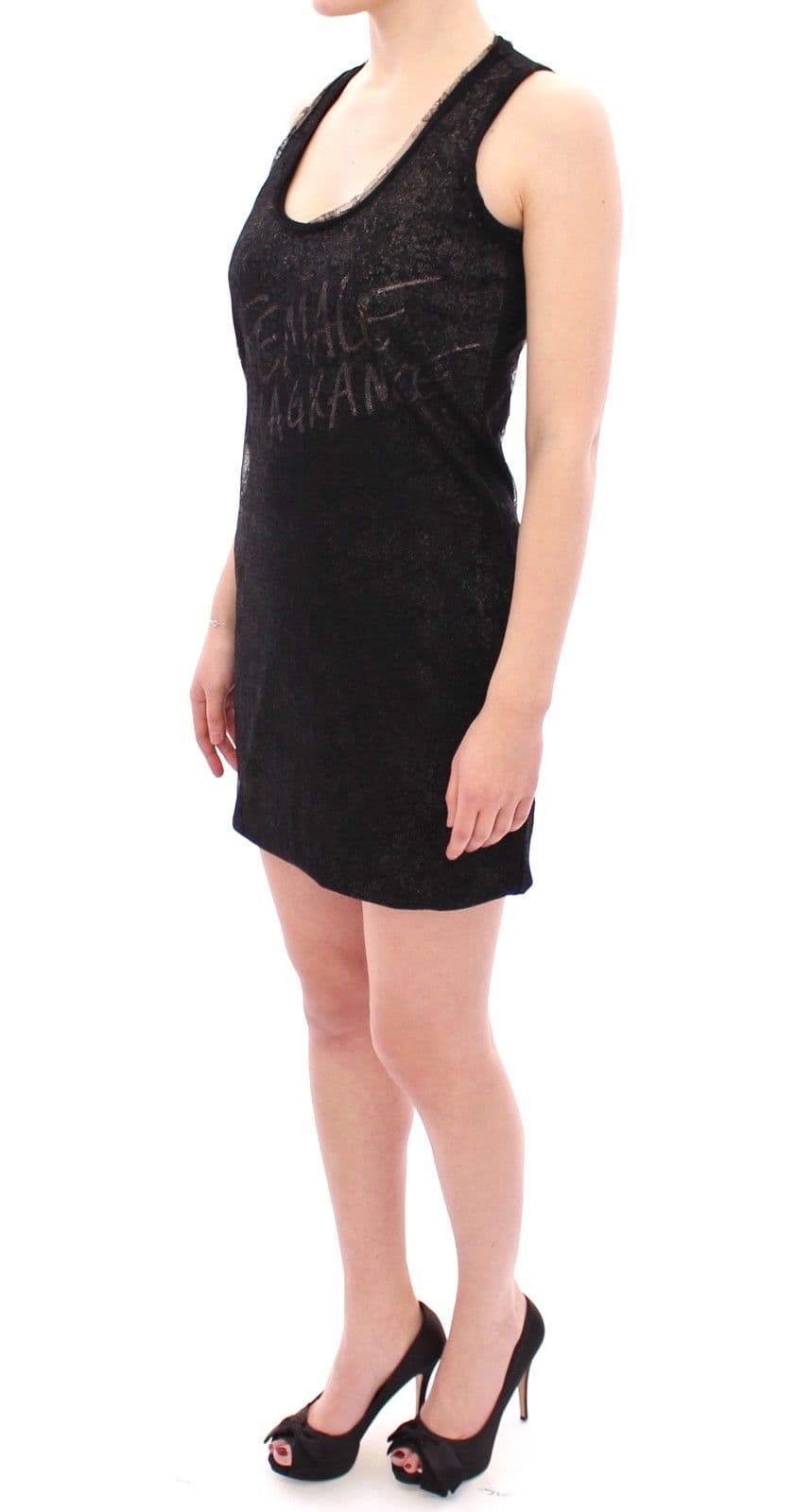 Black Lace Lined Stretch Mini Dress - 2