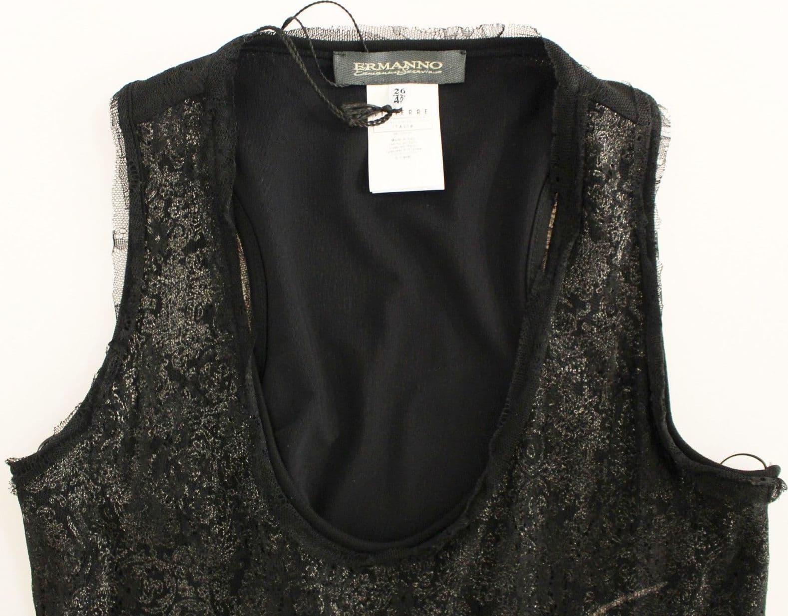 Black Lace Lined Stretch Mini Dress - 5