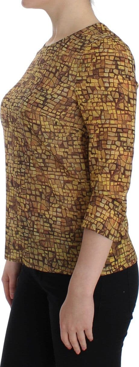Multicolor Mosaic Print Silk Blouse T-shirt - 2