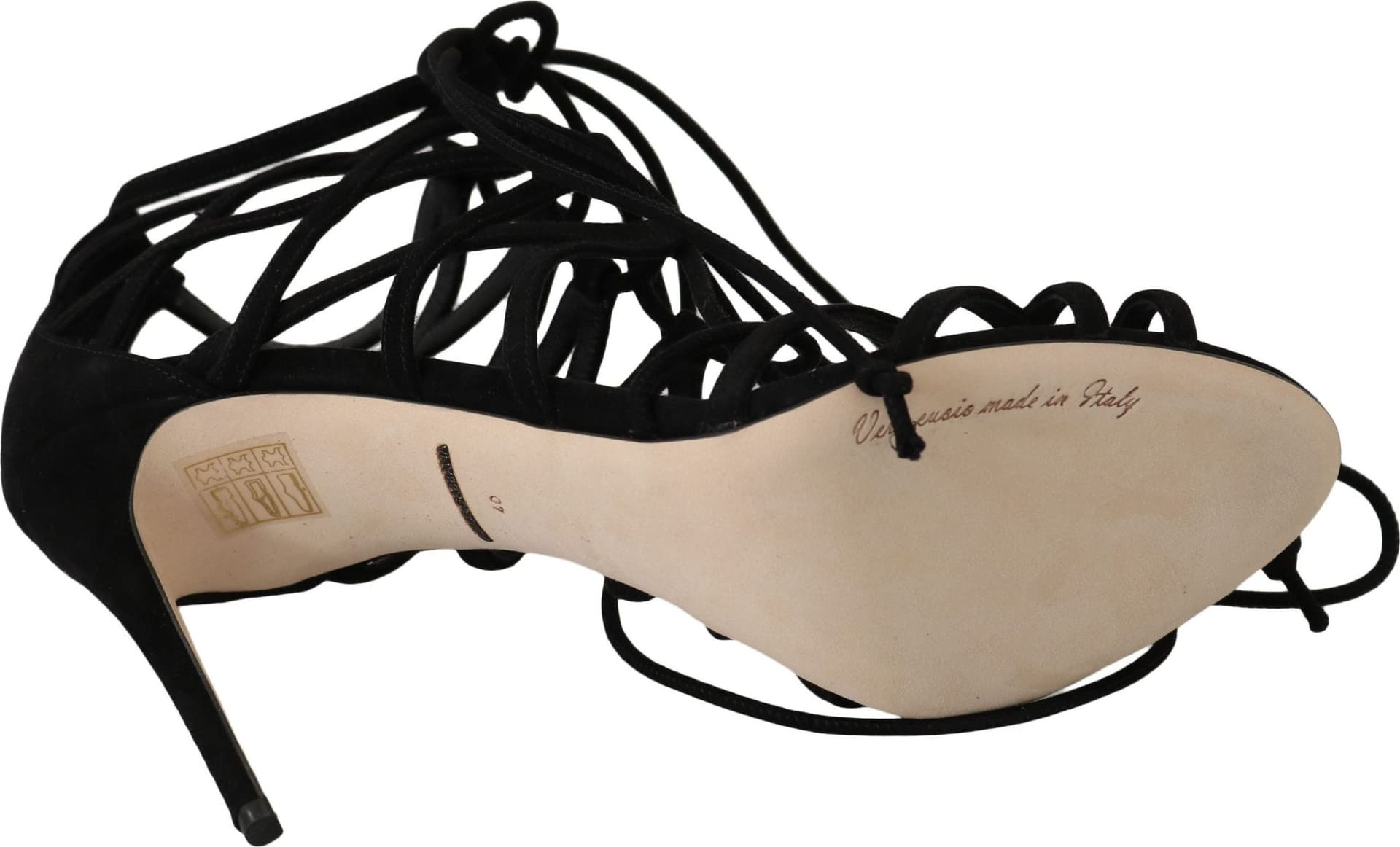 Black Suede Strap Stilettos Sandals - 6
