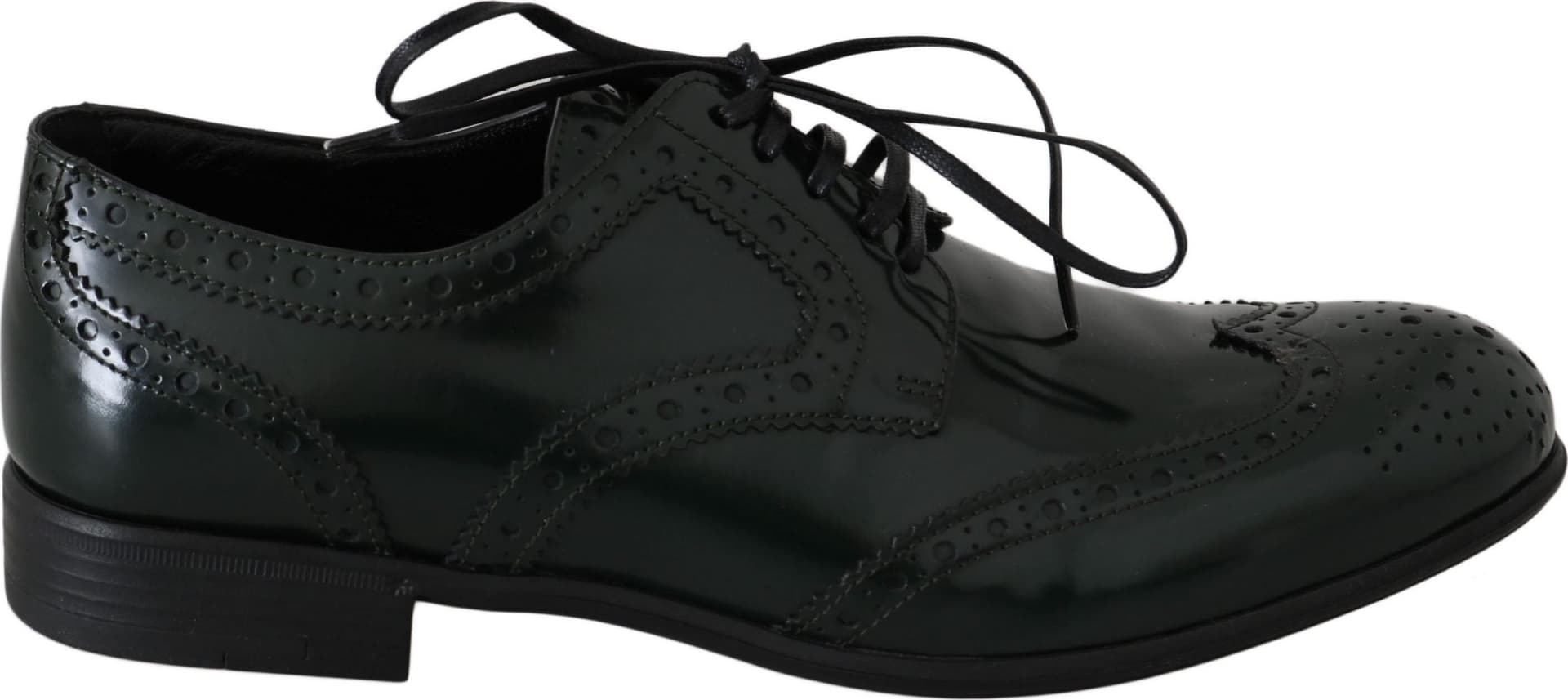 Green Leather Broque Oxford Wingtip Shoes - 7