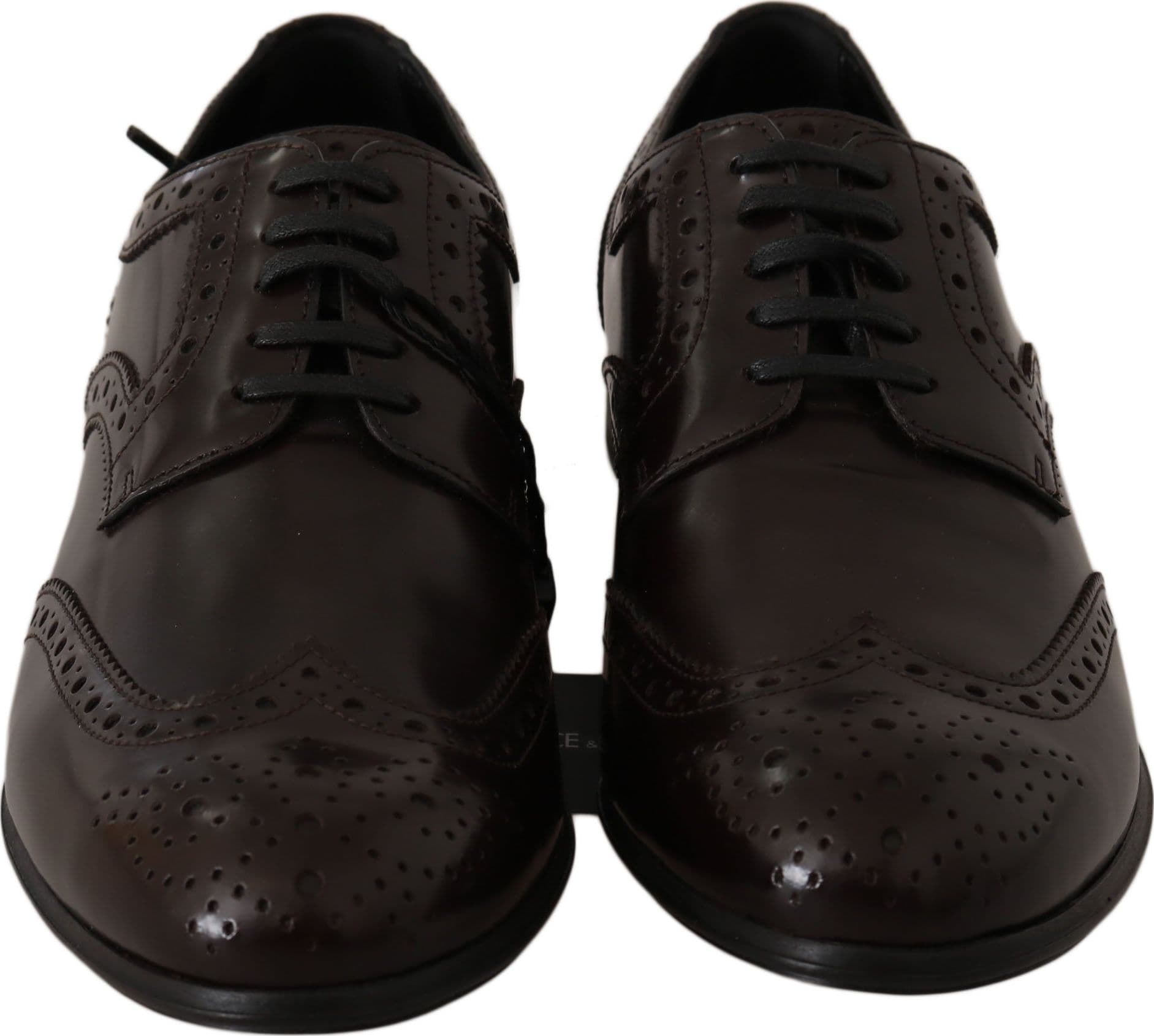 Brown Leather Broques Oxford Wingtip Shoes