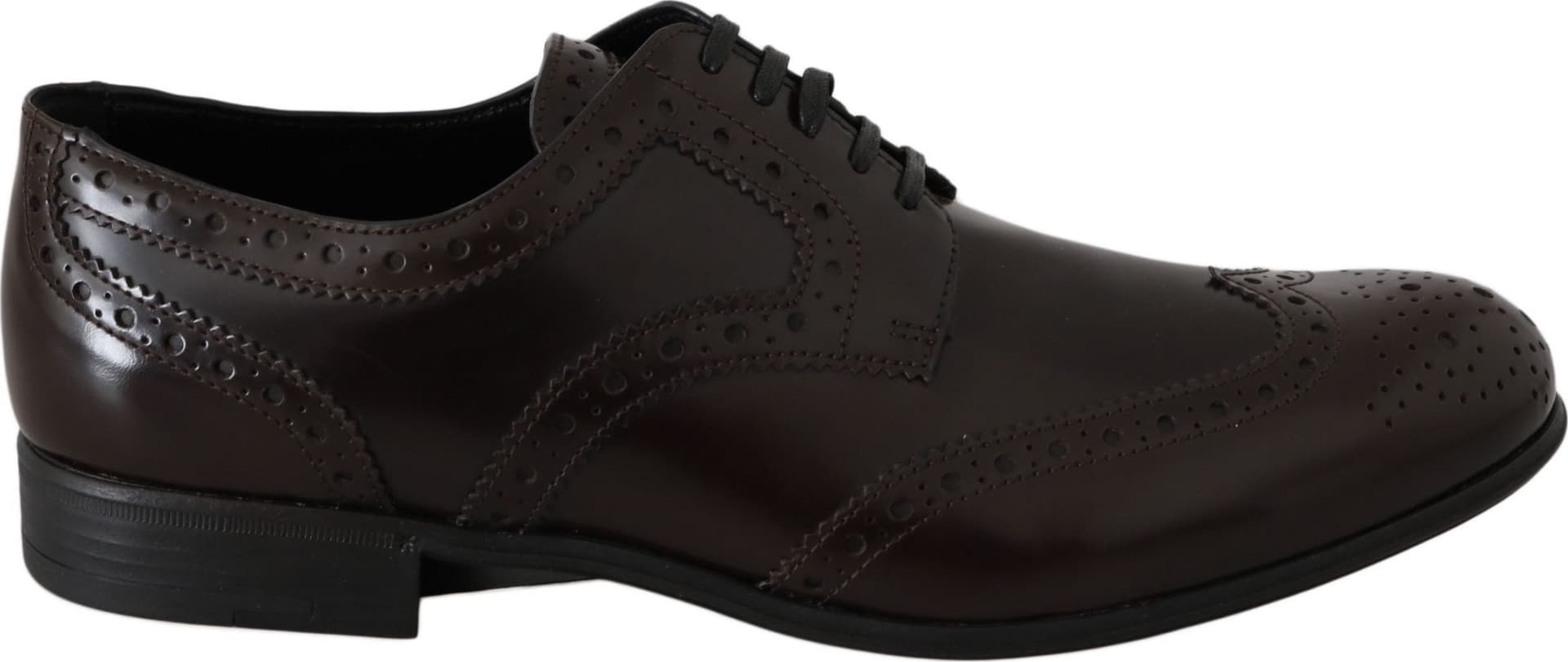 Brown Leather Broques Oxford Wingtip Shoes - 4