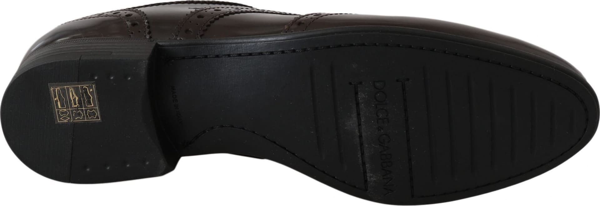Brown Leather Broques Oxford Wingtip Shoes - 6