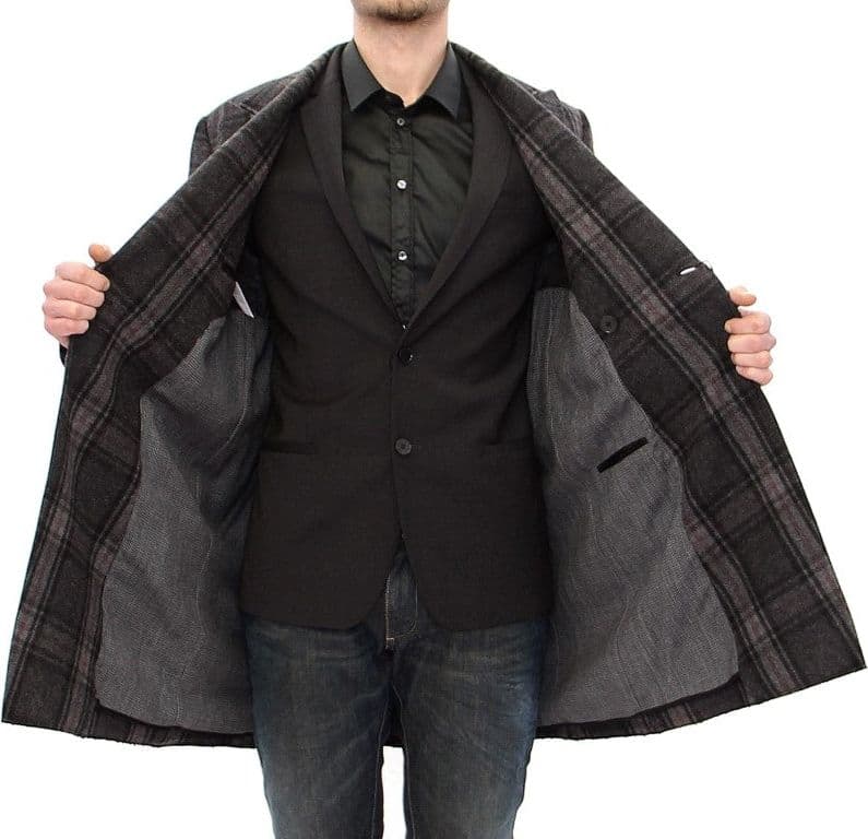 Gray Double Breasted Coat Jacket - 2