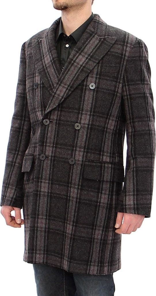 Gray Double Breasted Coat Jacket - 4