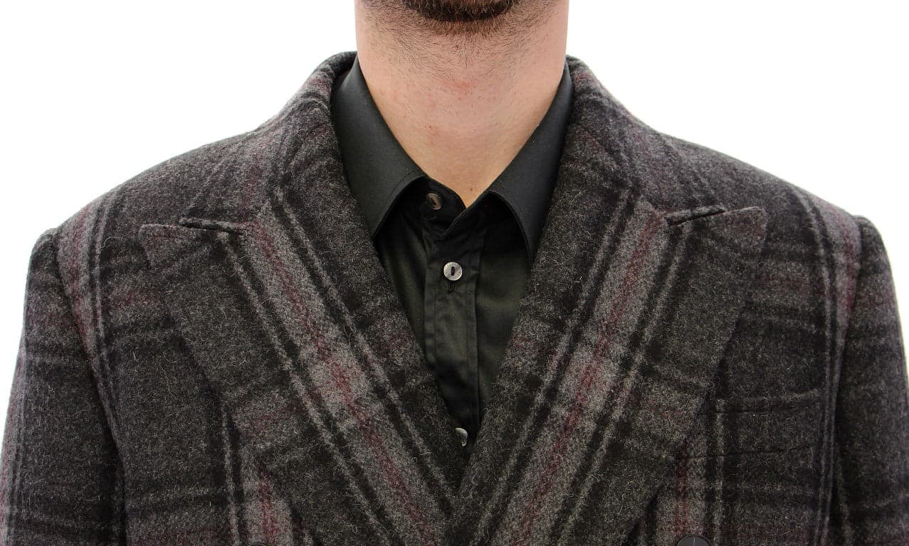 Gray Double Breasted Coat Jacket - 6