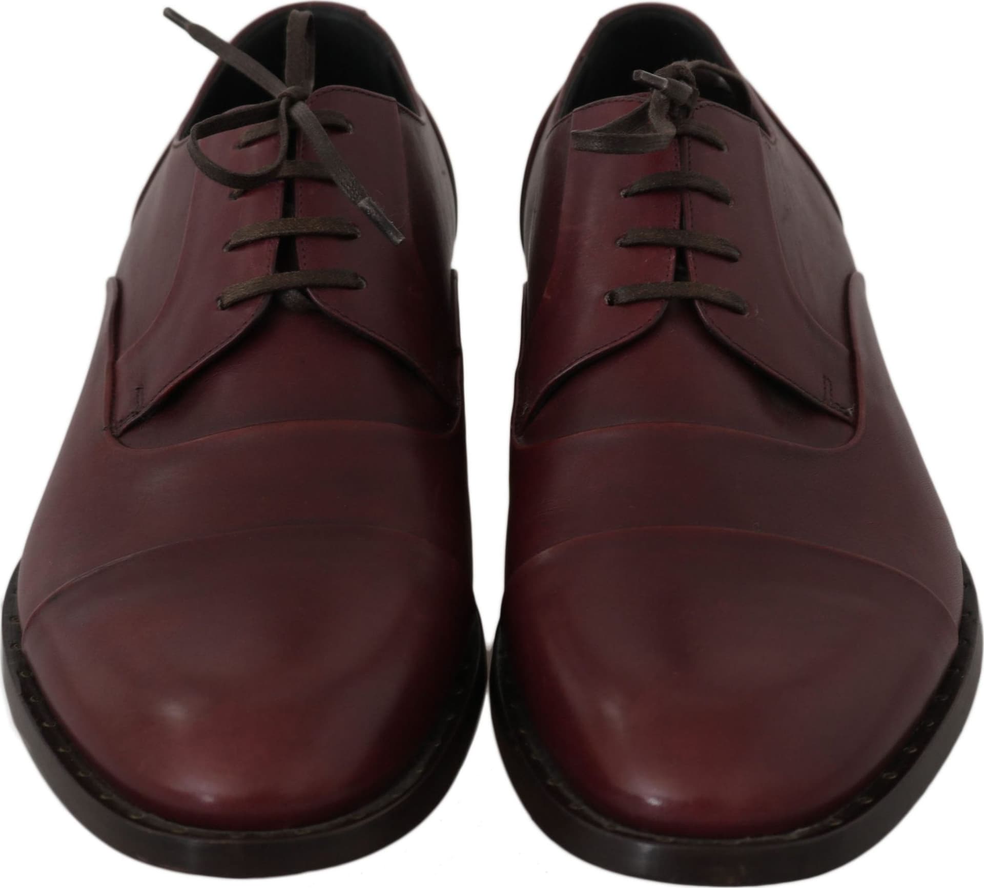 Red Bordeaux Leather Derby Formal Shoes