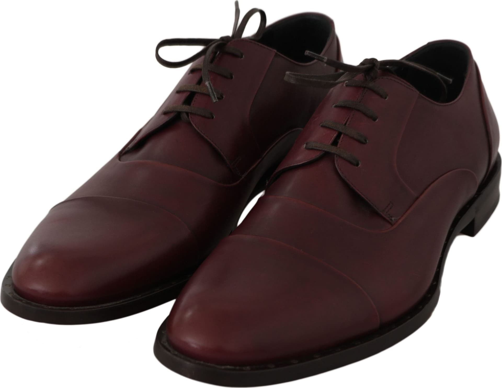 Red Bordeaux Leather Derby Formal Shoes - 2