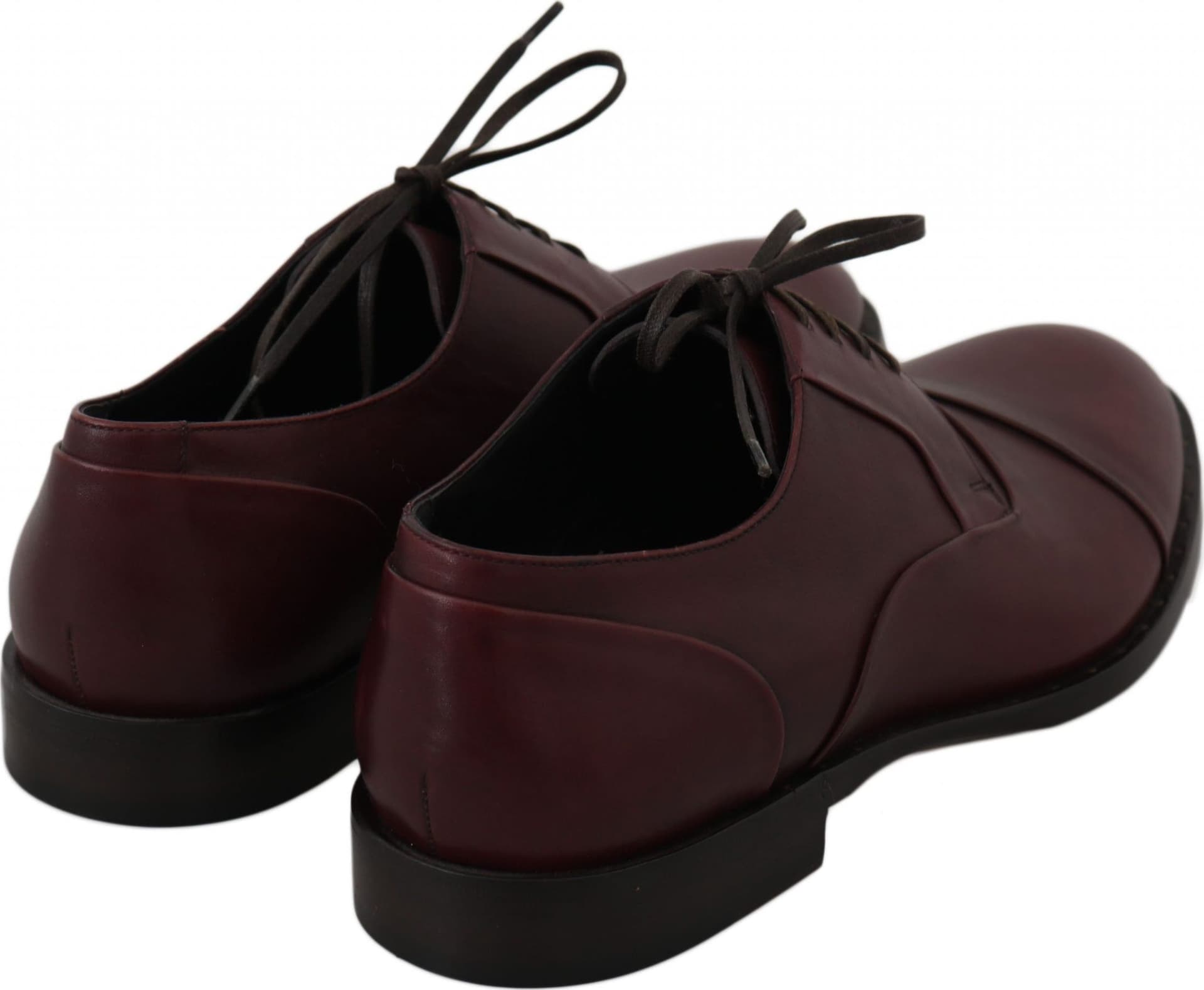 Red Bordeaux Leather Derby Formal Shoes - 3