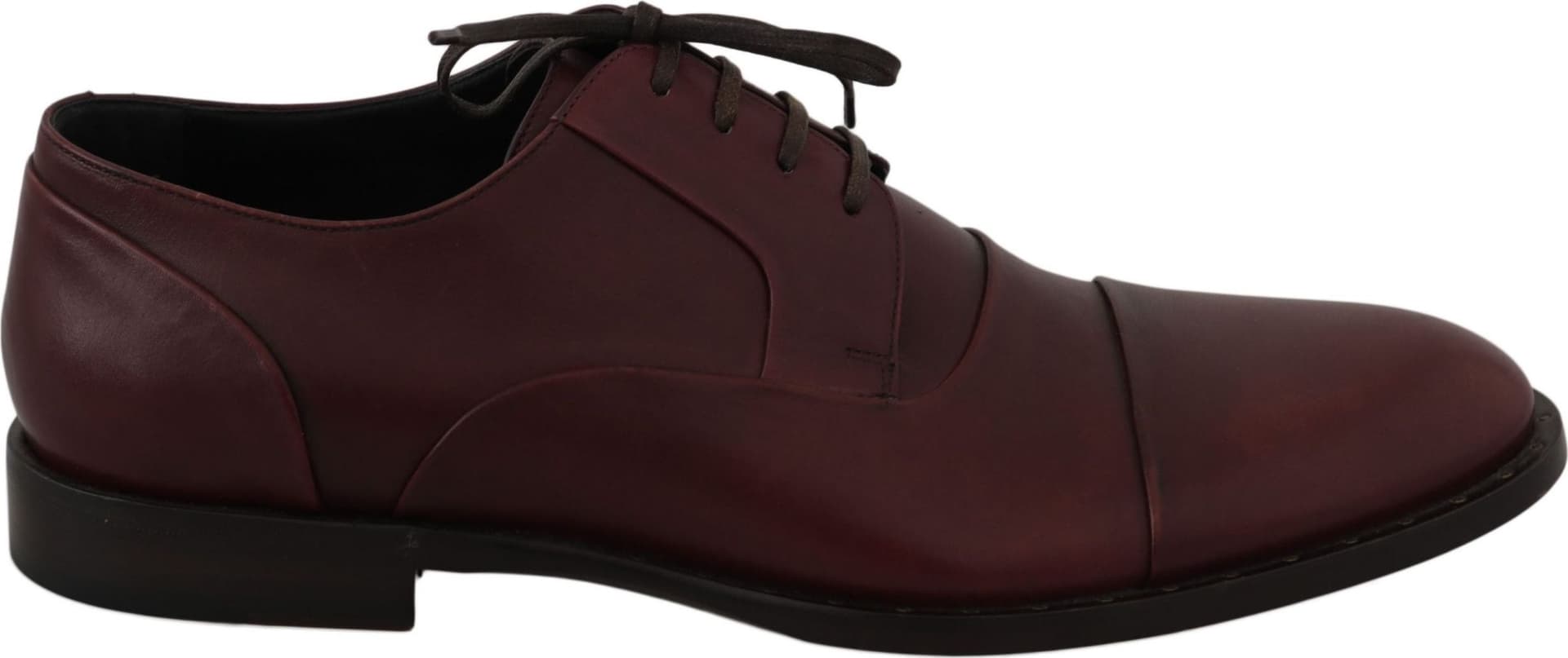 Red Bordeaux Leather Derby Formal Shoes - 4
