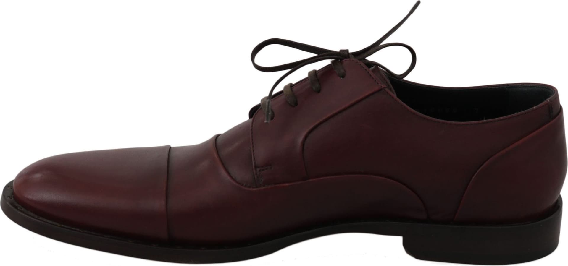 Red Bordeaux Leather Derby Formal Shoes - 5