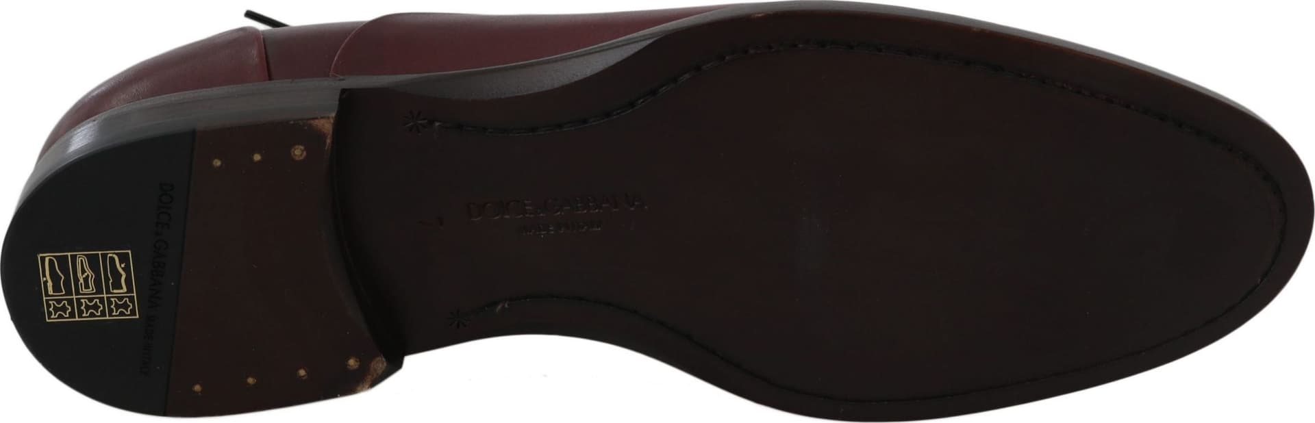 Red Bordeaux Leather Derby Formal Shoes - 6