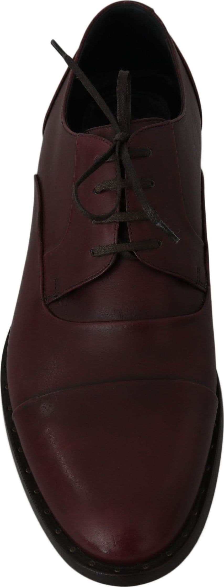 Red Bordeaux Leather Derby Formal Shoes - 7