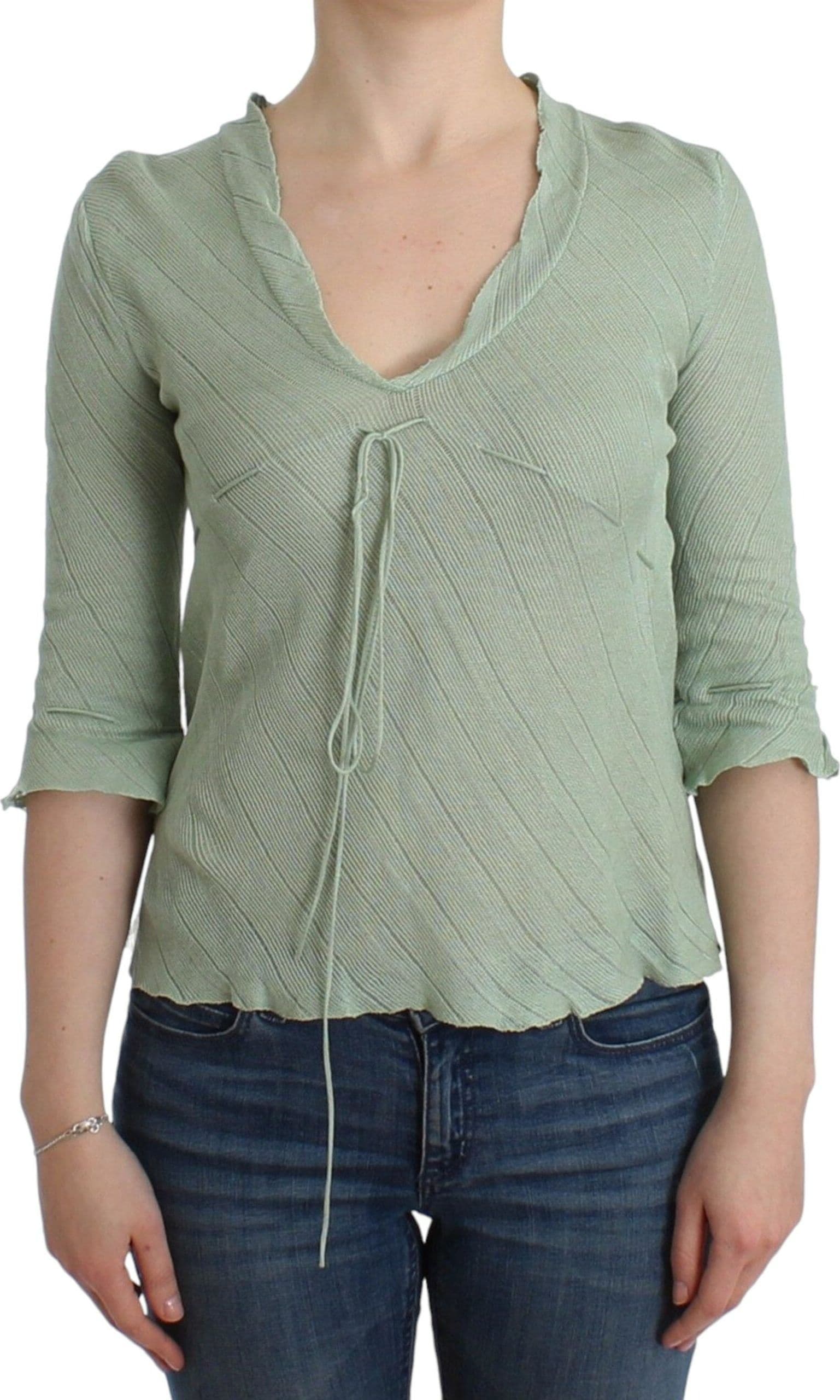 Green Lightweight Knit Sweater Top Blouse