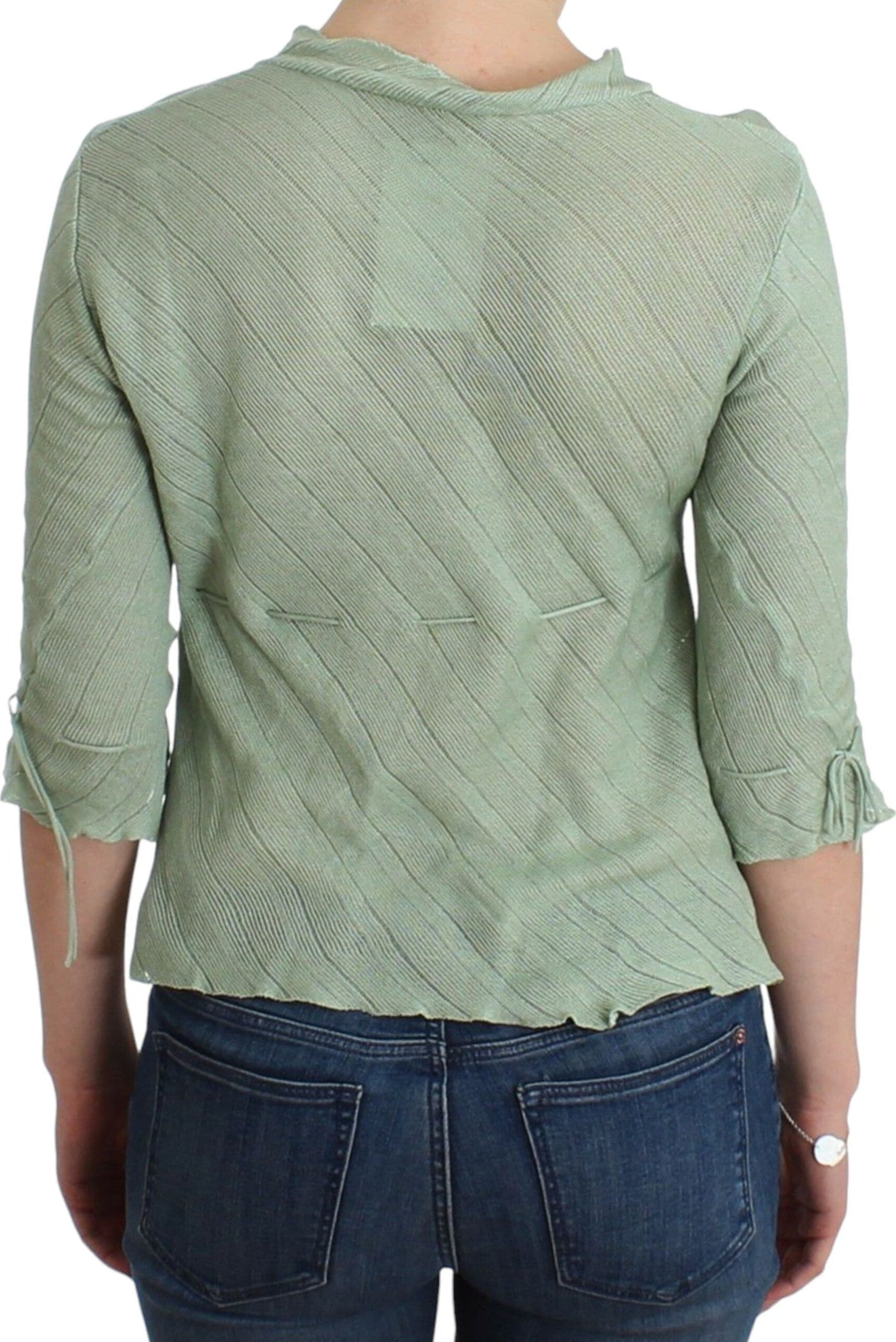 Green Lightweight Knit Sweater Top Blouse - 3