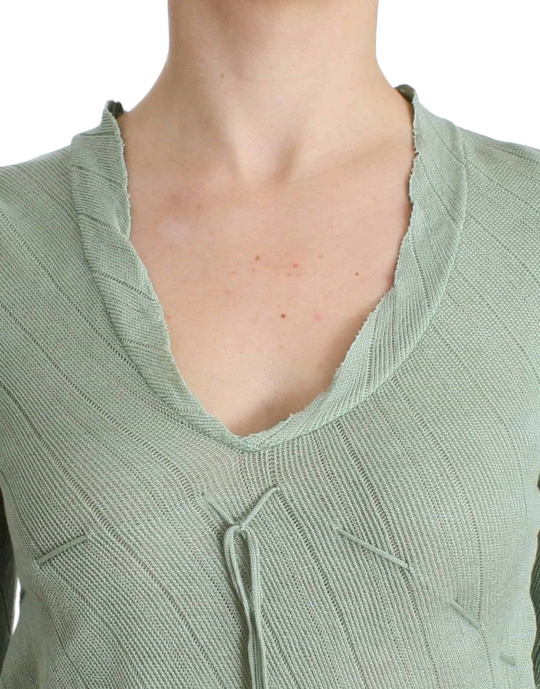 Green Lightweight Knit Sweater Top Blouse - 5