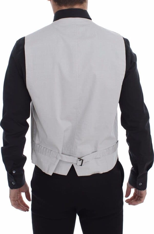 Beige Cotton Silk Blend Dress Vest Blazer - 2