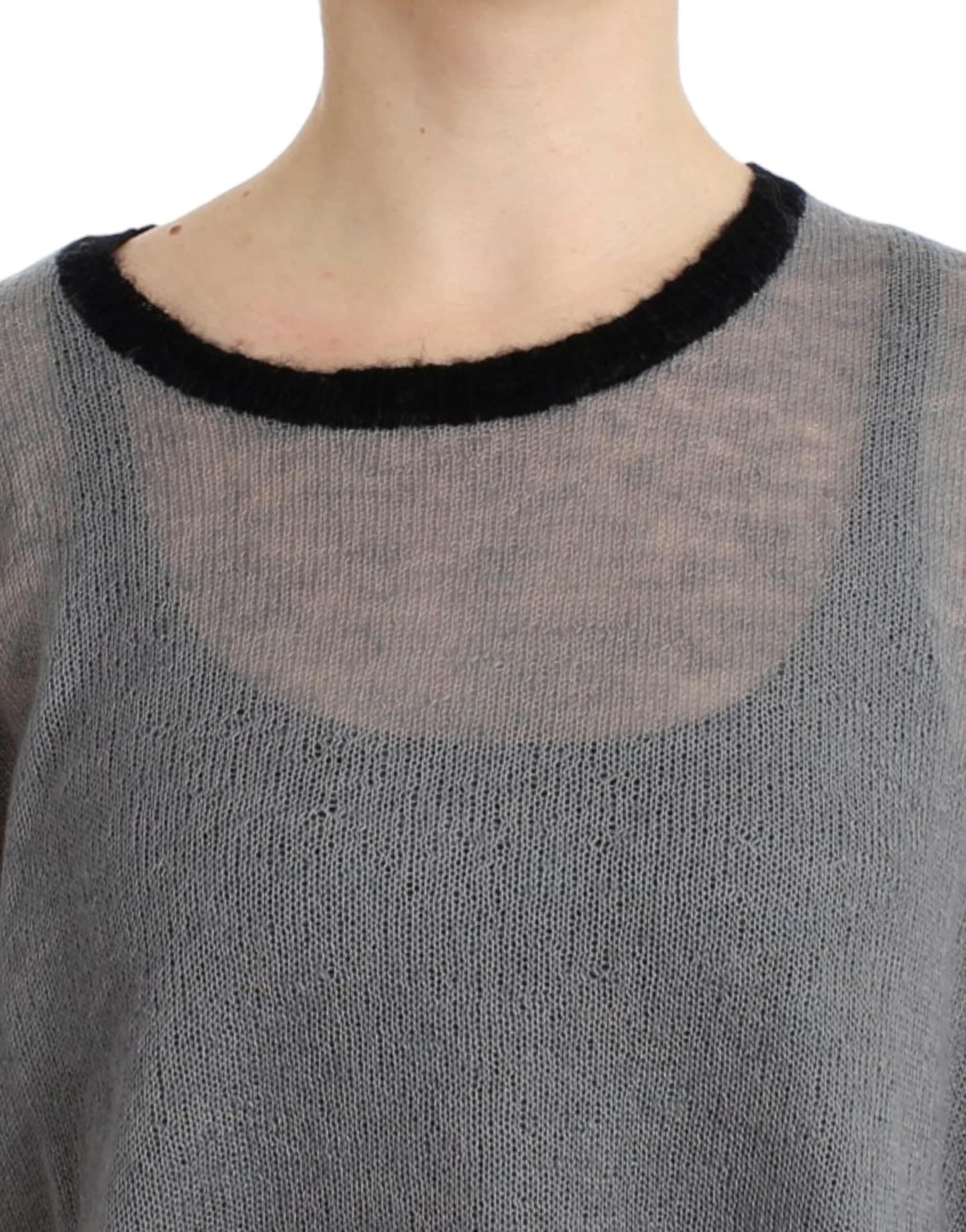 Gray embellished asymmetric sweater - 5