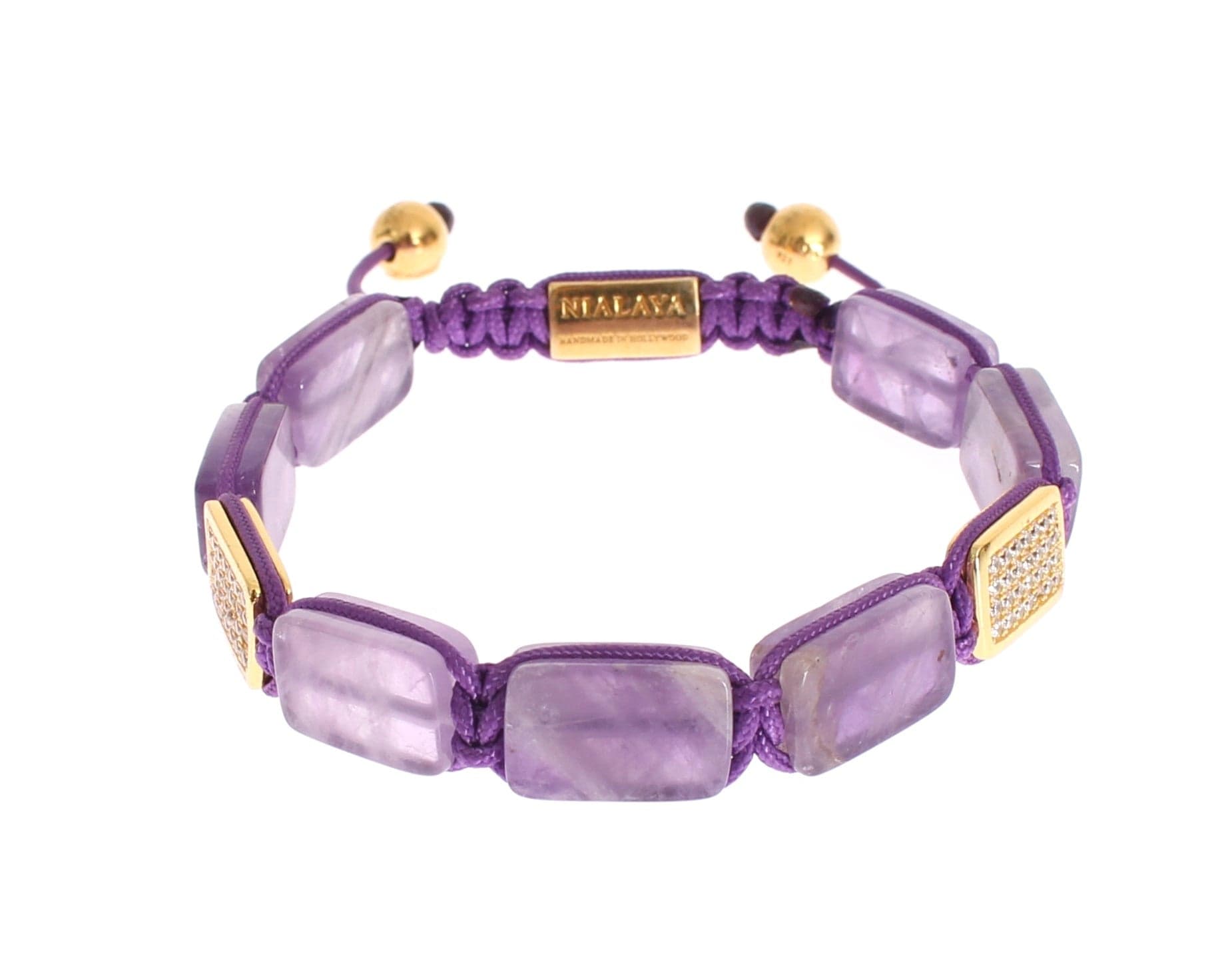 CZ Amethyst 18K Gold 925 Bracelet - 7