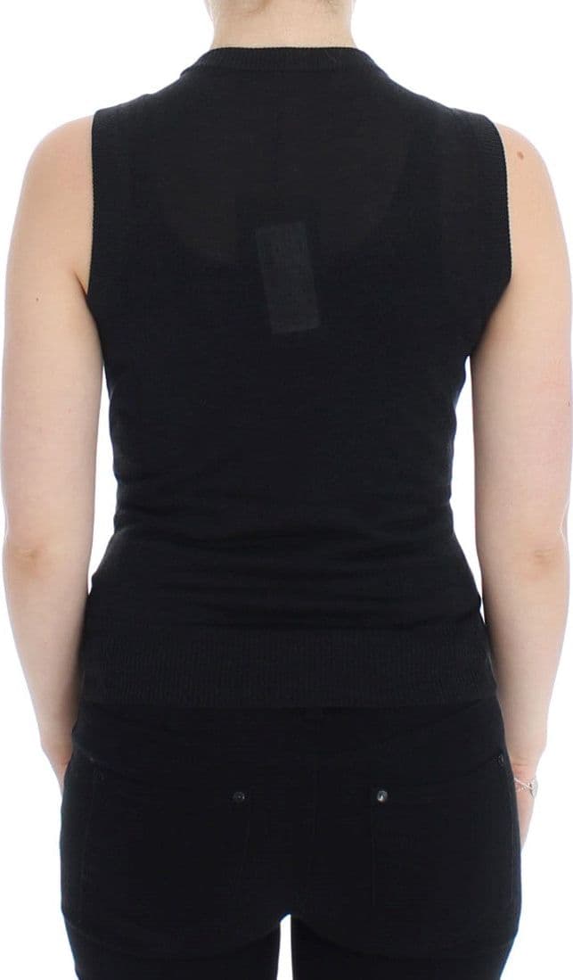 Black Sleeveless Crewneck Vest Pullover - 3
