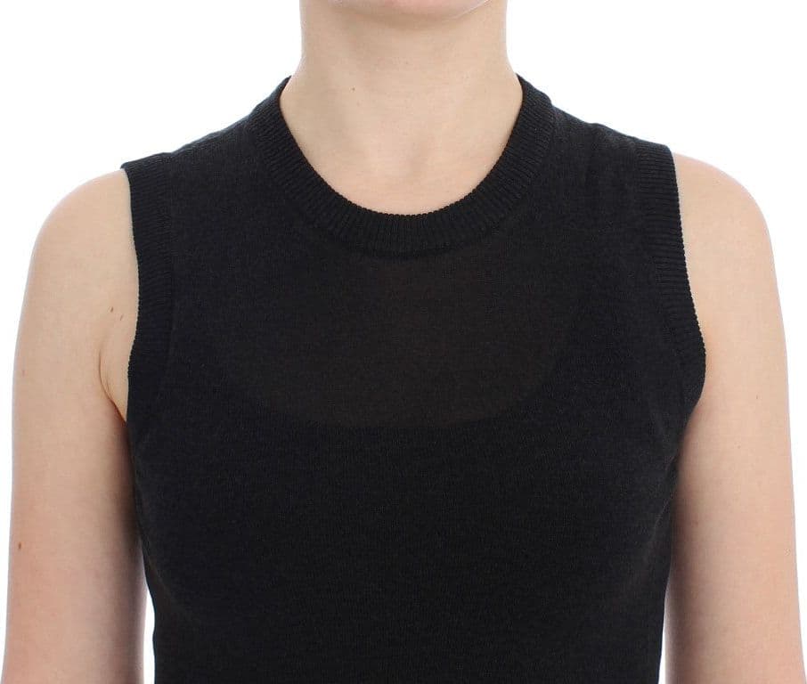 Black Sleeveless Crewneck Vest Pullover - 5