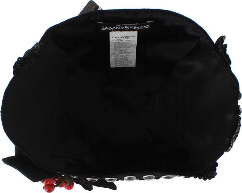 Black Crystal Gold Cherries Brooch Hat - 6
