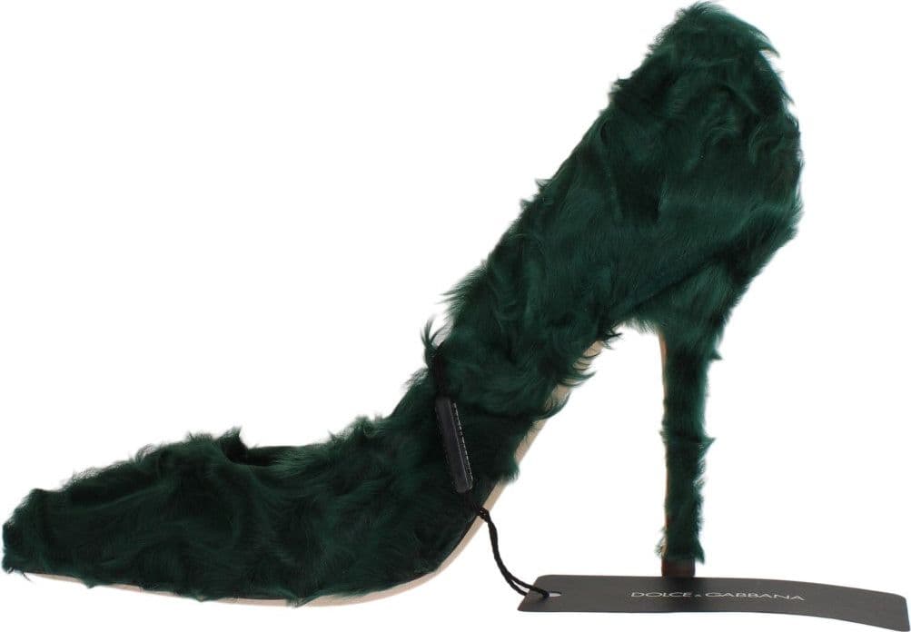 Green Xiangao Lamb Fur Leather Pumps - 2