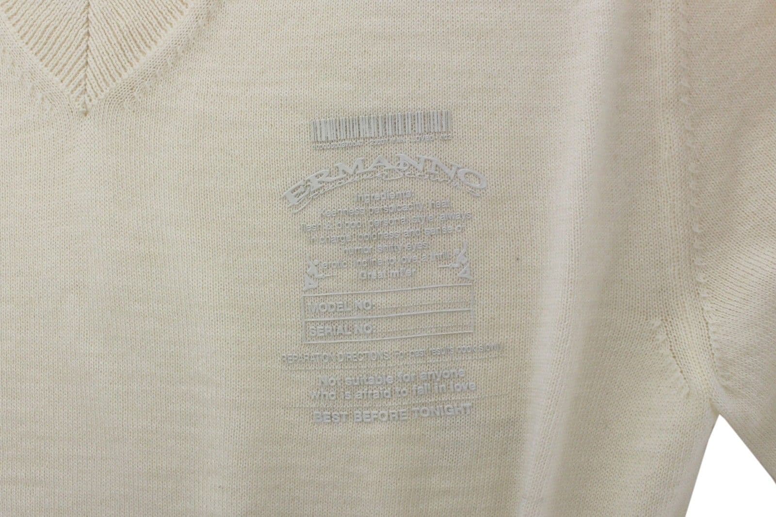 Off White Wool Blend V-neck Pullover Sweater - 6