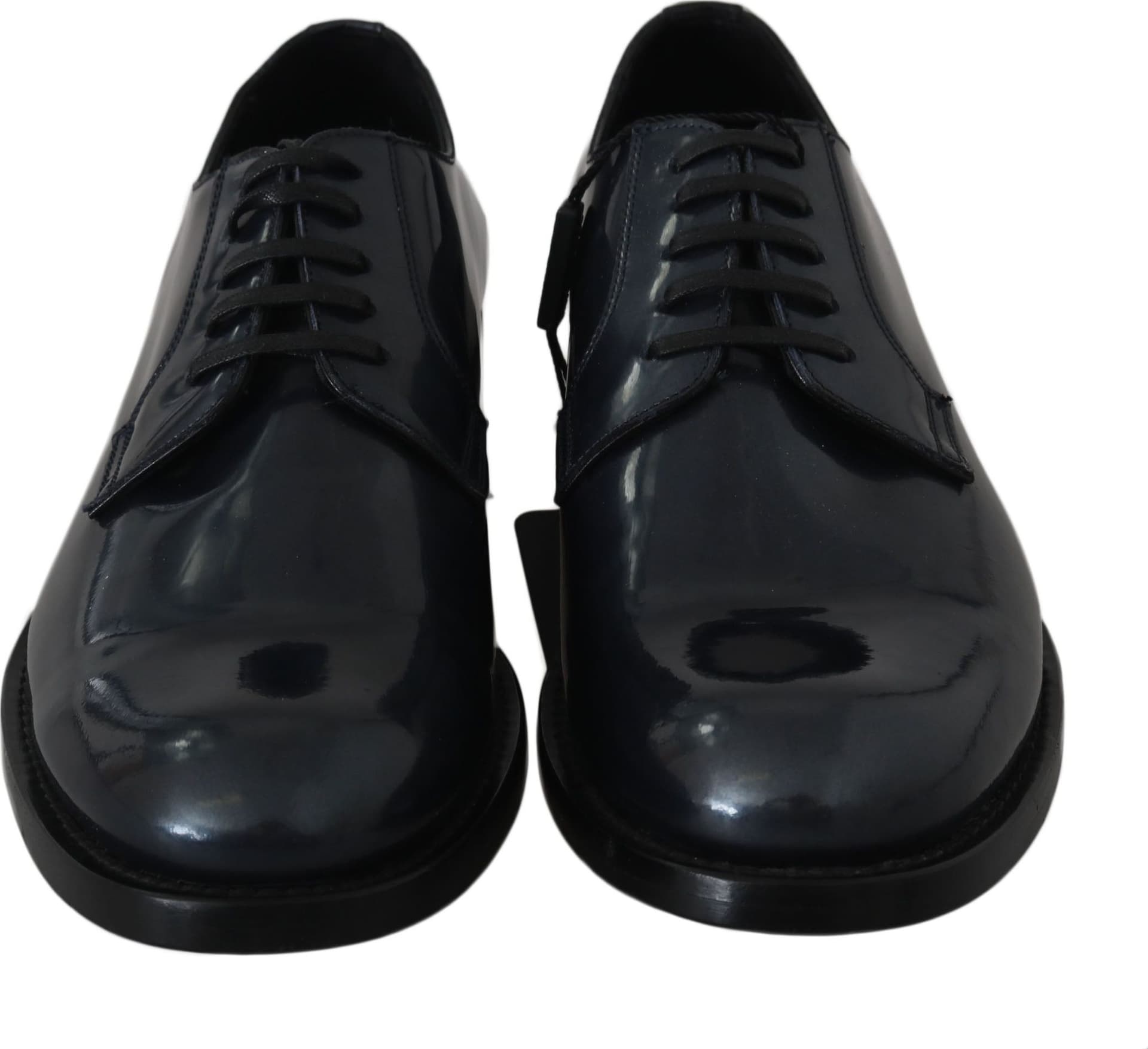 Blue Leather Derby Dress Formal Shoes - 4