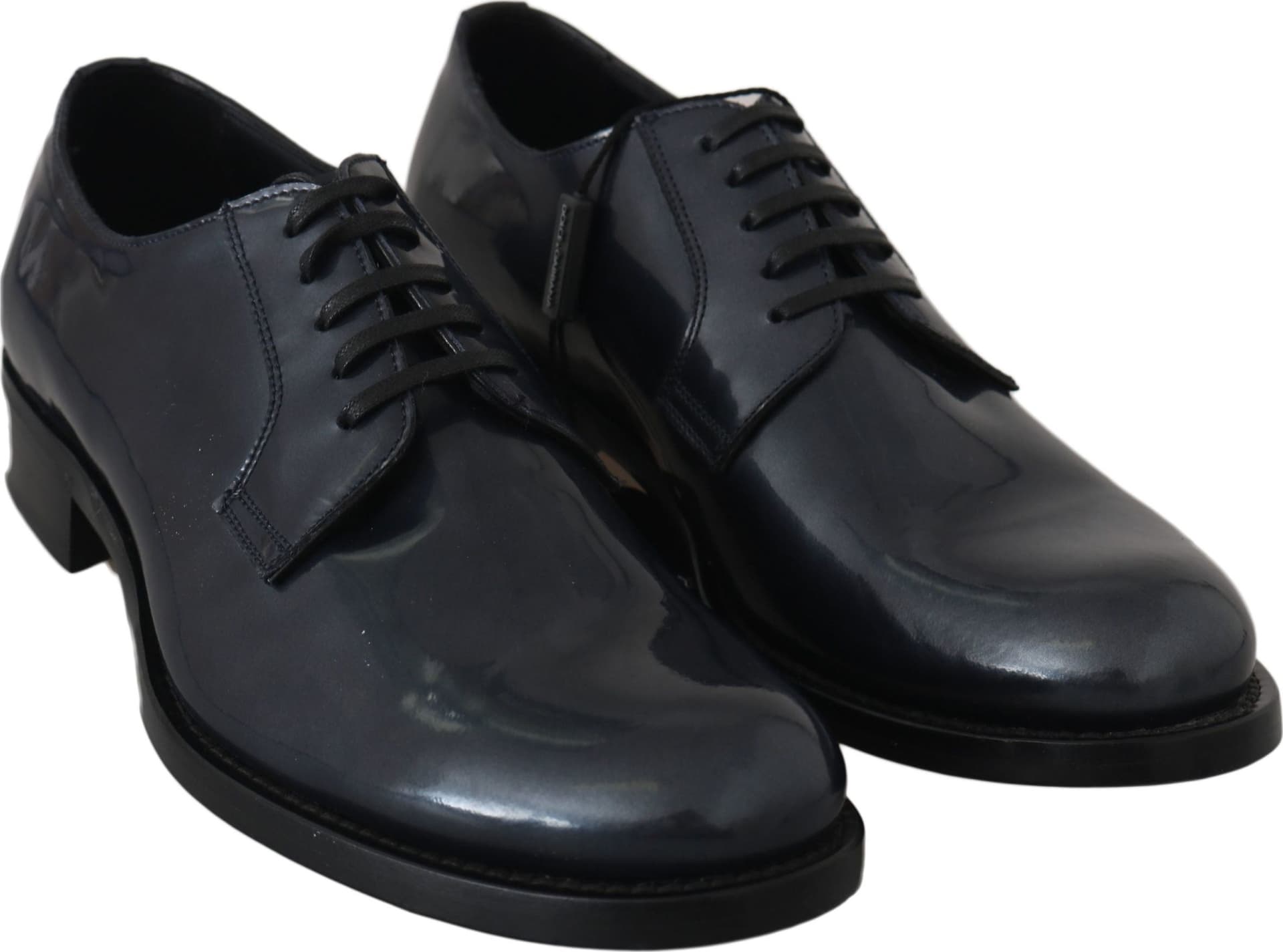 Blue Leather Derby Dress Formal Shoes - 5