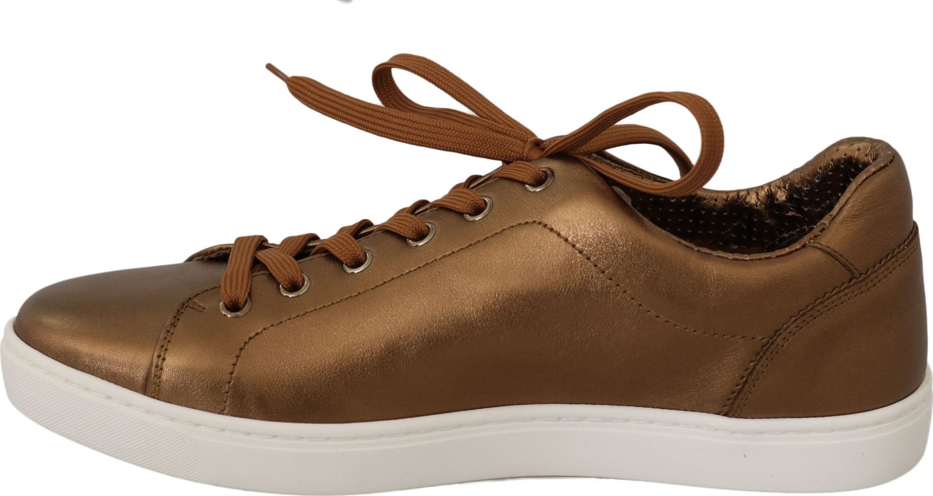 Gold Leather Mens Casual Sneakers - 3