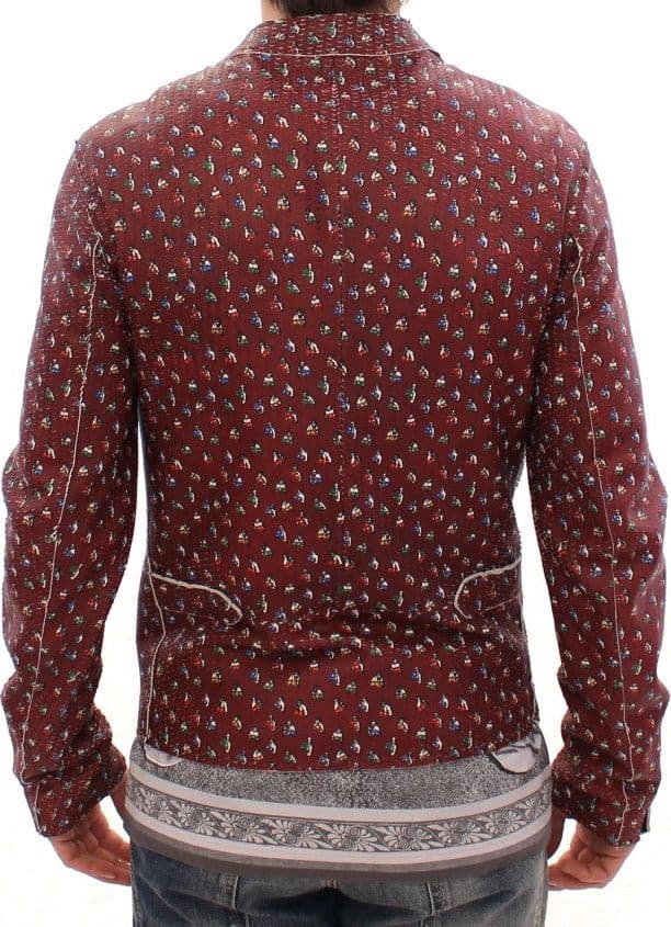 Bordeaux Leather Boxer Print Jacket Coat - 3