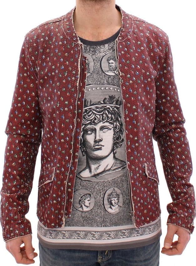 Bordeaux Leather Boxer Print Jacket Coat - 5