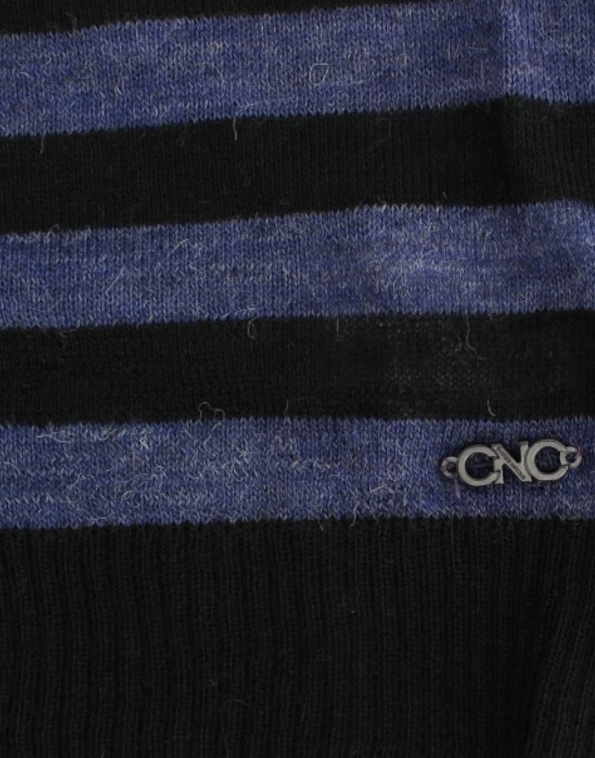 Black striped V-neck sweater - 2