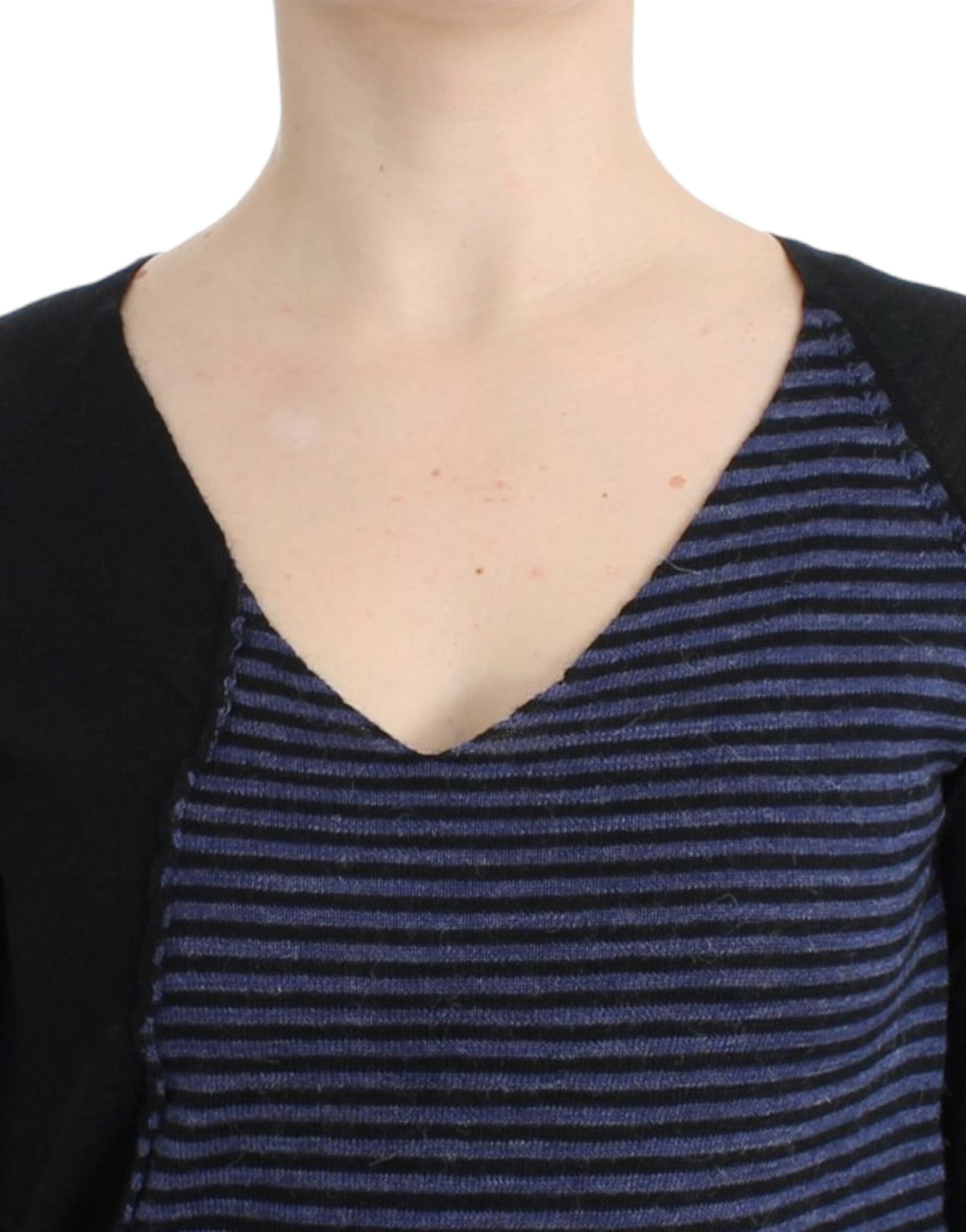 Black striped V-neck sweater - 4