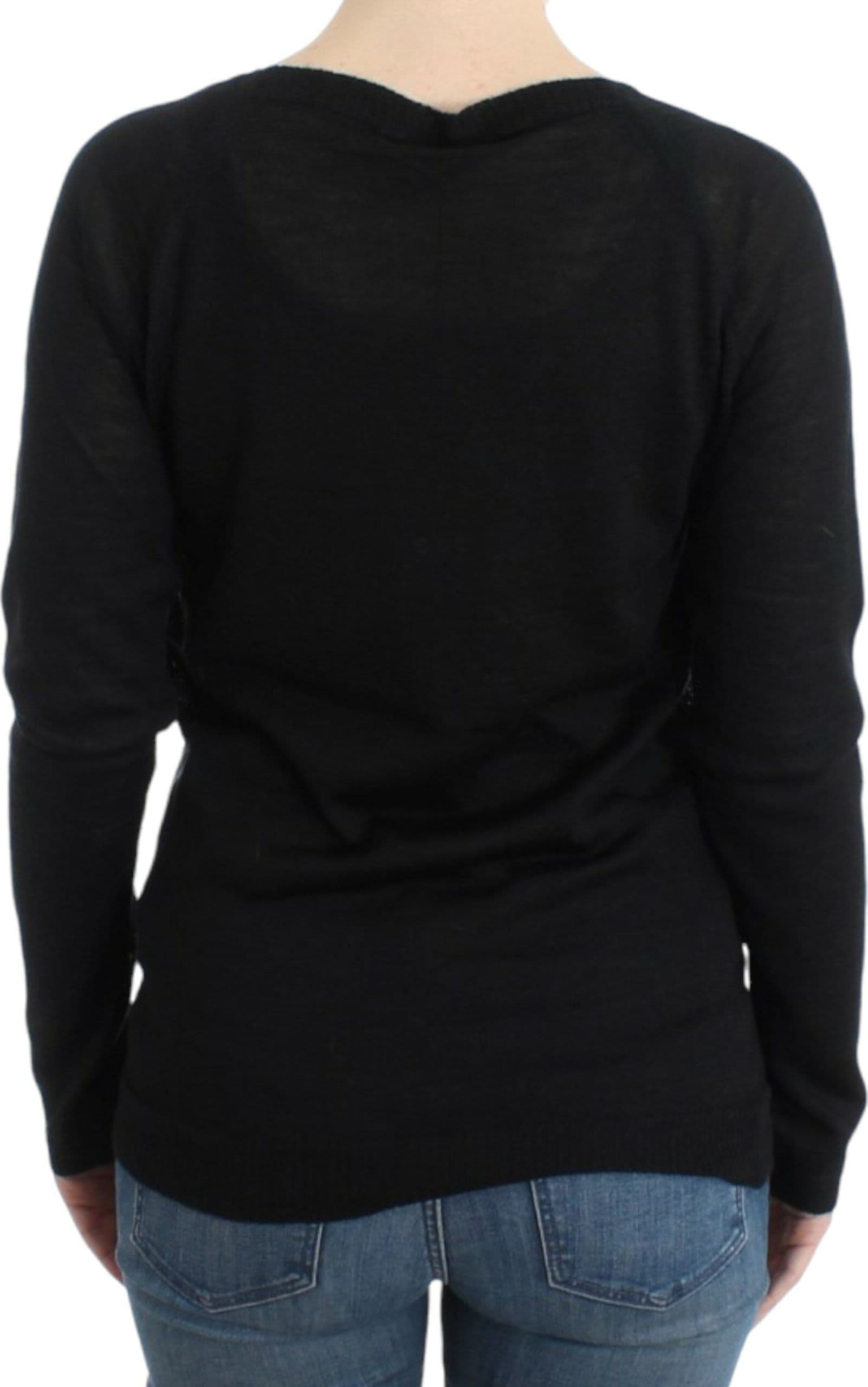 Black striped V-neck sweater - 6