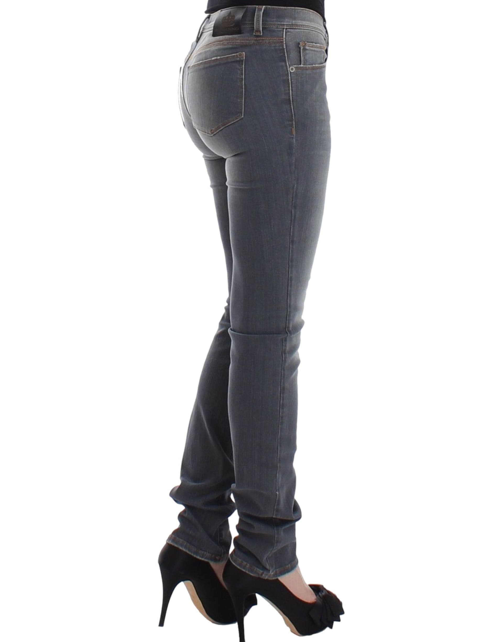 Gray Slim Jeans Denim Pants Skinny Leg Stretch - 2