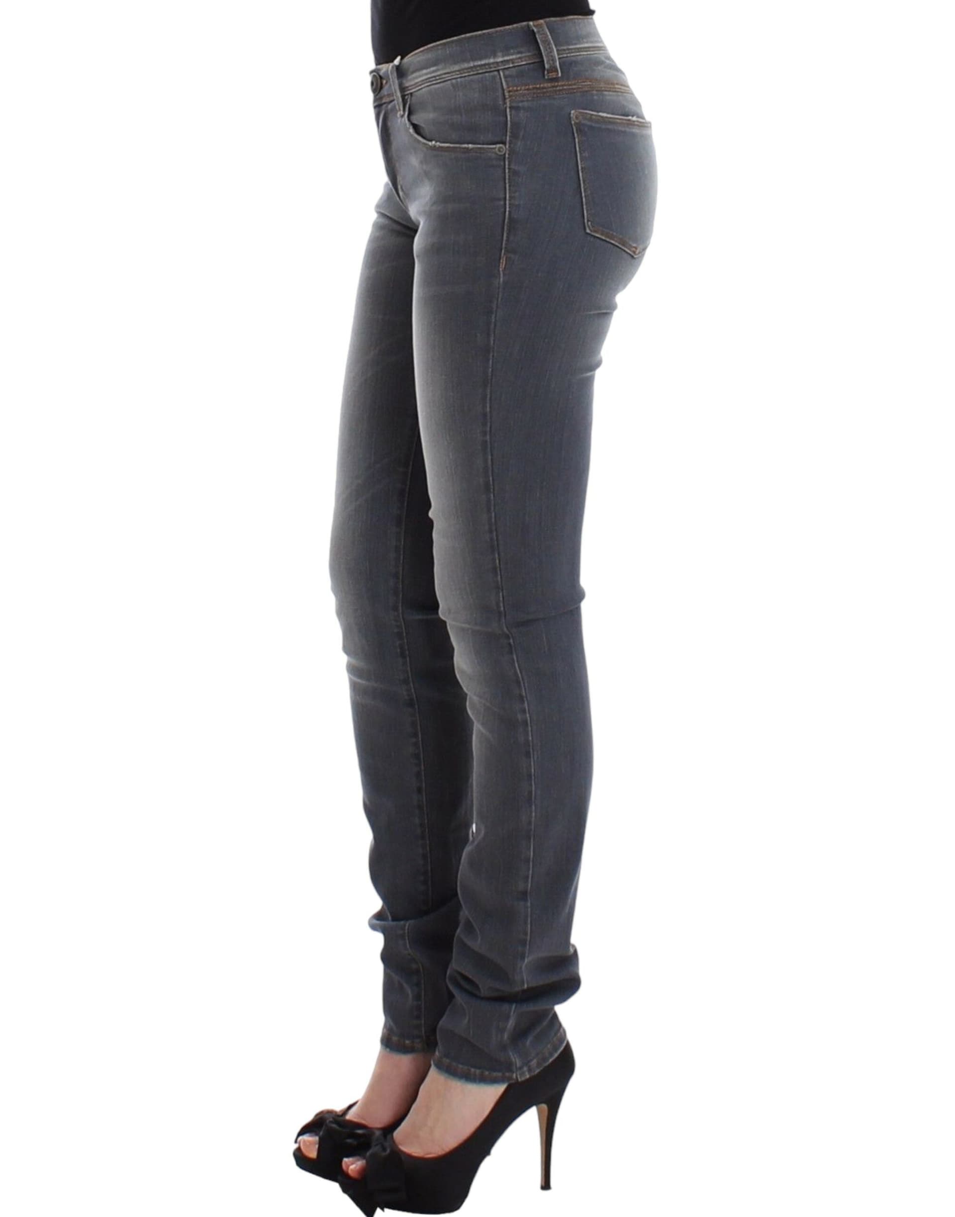 Gray Slim Jeans Denim Pants Skinny Leg Stretch - 3