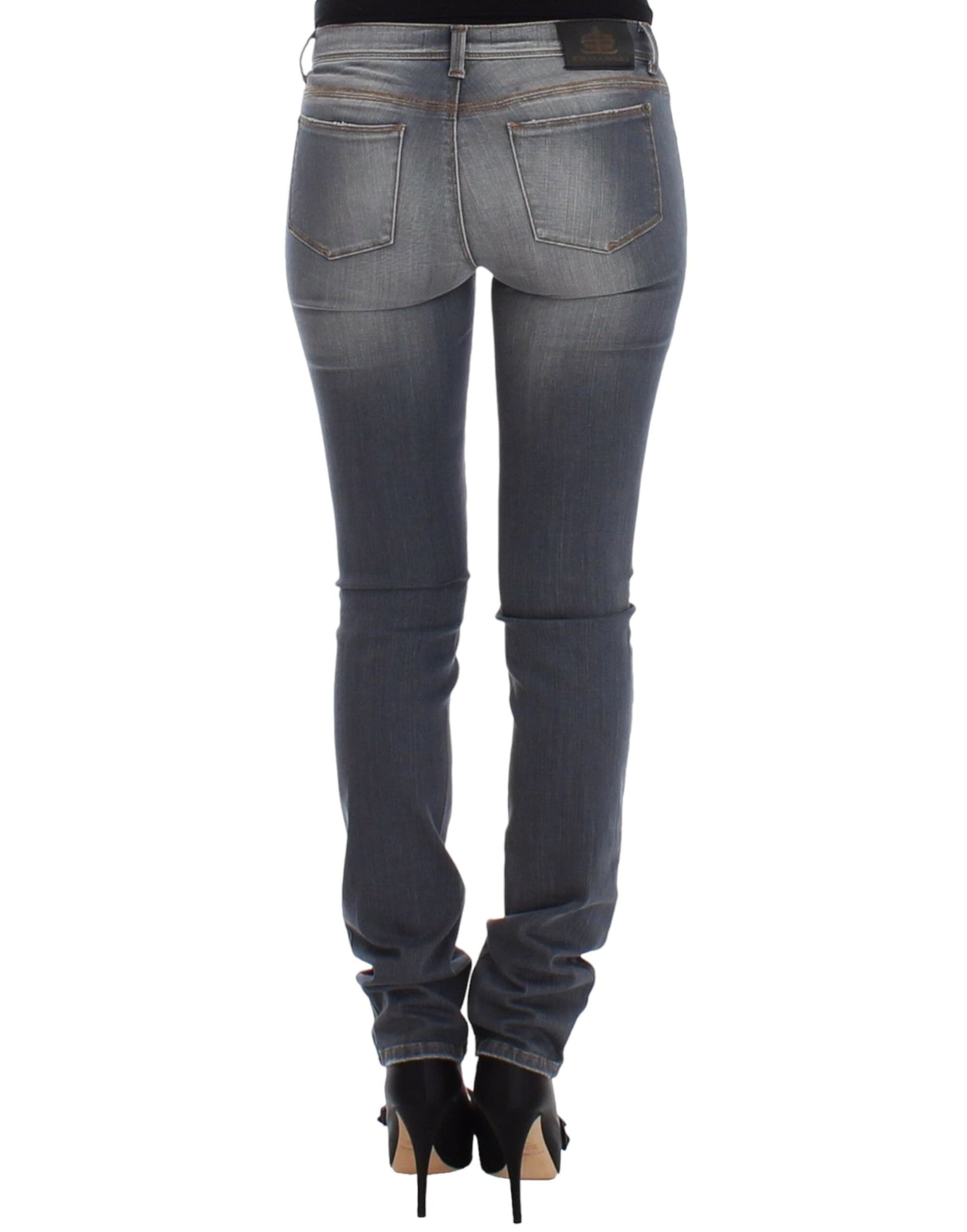 Gray Slim Jeans Denim Pants Skinny Leg Stretch - 4