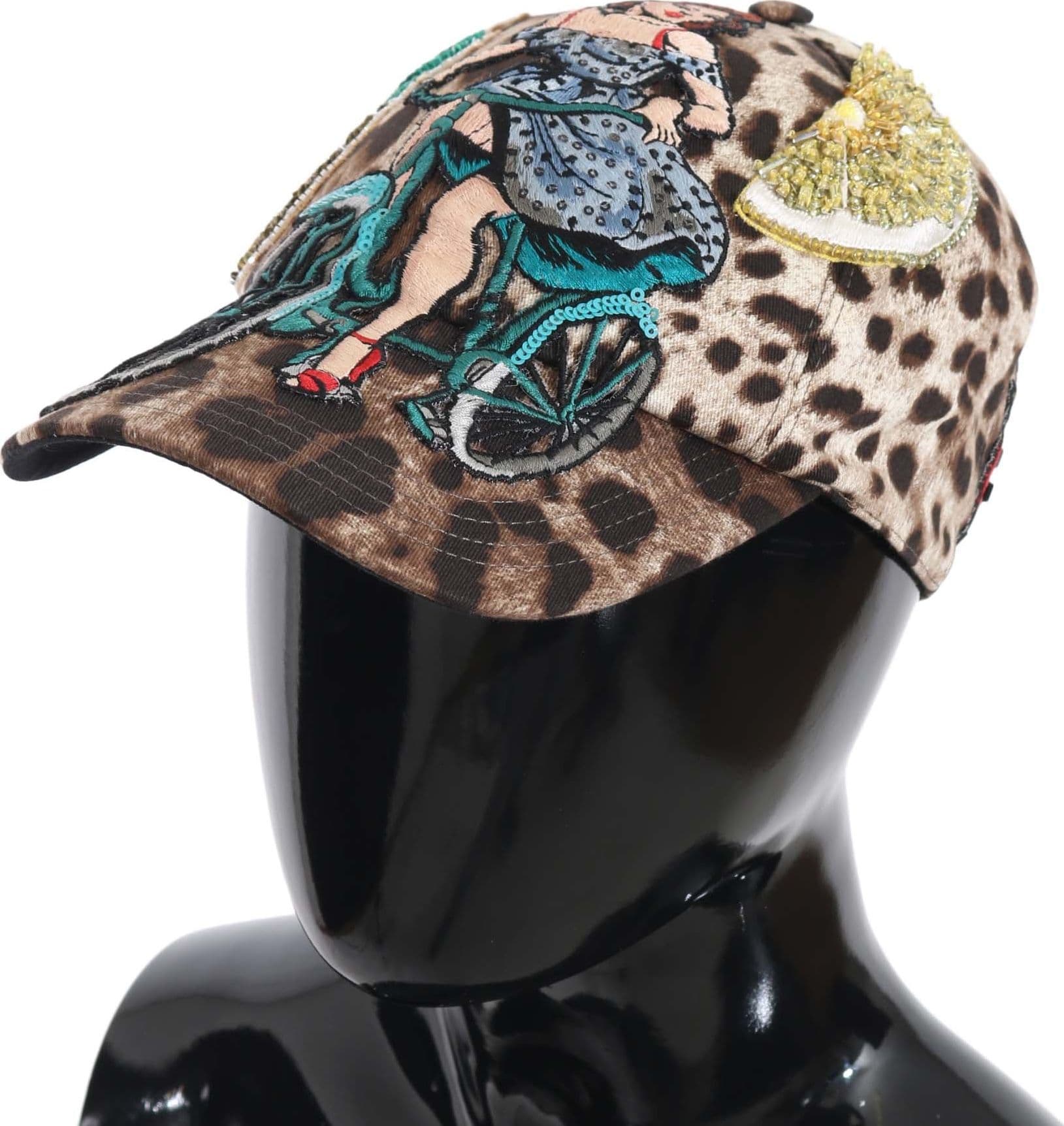 Brown Leopard Sequin Sicily Applique Baseball Hat - 3